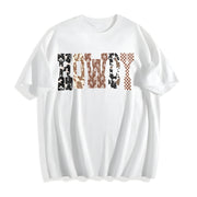 Howdy Western Halloween Ghost Sublimation for Cowboy Cotton T-Shirt in White