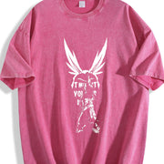 Anime My Hero Academia All Might High-end Luxury Retro vintage washed oversized T-shirt in Red
