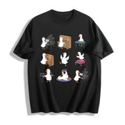 Goose Piano Teacher Cotton T-Shirt in Black