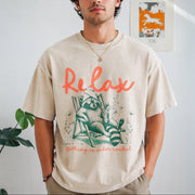 Chill Raccoon Relax Nothing Is Under Control Trash Panda Vintage Washed T-Shirt in Beige