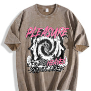 Pleasure Heart Graphic Vintage Washed T-Shirt in Brown