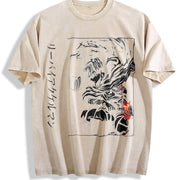 Levi Ackerman Anime – Retro Attack on Titan Anime Lover vintage washed oversized T-shirt in Beige