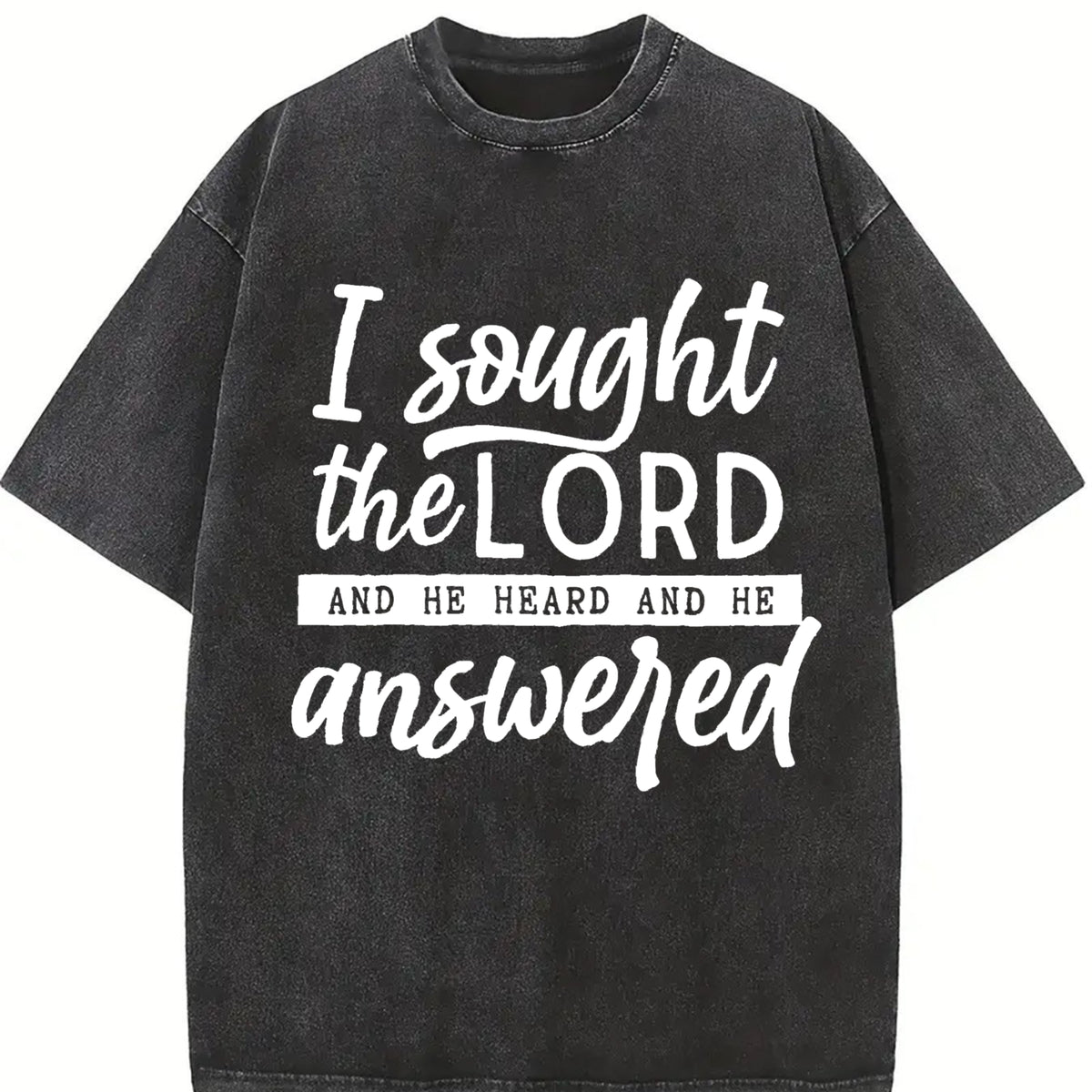 I Sought the Lord He Answered Vintage Washed T-Shirt in Black