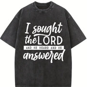 I Sought the Lord He Answered Vintage Washed T-Shirt in Black