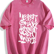 For Formal Urban Distressed Enthusiasts Vintage Washed T-Shirt in Red