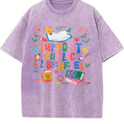 Support Public Libraries Vintage Washed T-Shirt in Purple