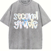 Second Grade Teacher Vintage Washed T-Shirt in Gray