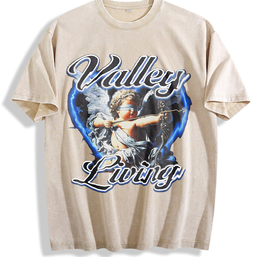 Valley Living Blind Angel Tank Vintage Washed T-Shirt in Beige