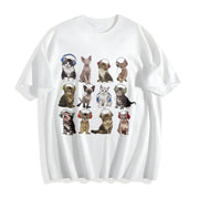 Cats with Headphones Cotton T-Shirt in White