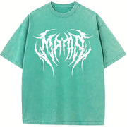 Mama Metal Font Vintage Washed T-Shirt in Blue