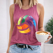 Rainbow Brush Stroke Heart Women's Color Cotton Tank Top in Red