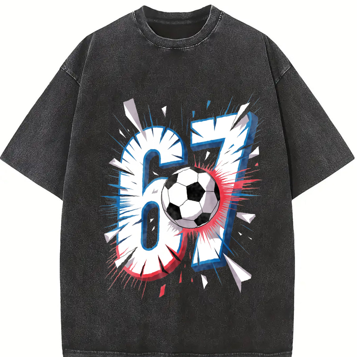 67 Soccer Vintage Washed T-Shirt in Black