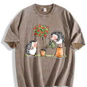 Hedgehog & Hearts with Hedgehog Love Vintage Washed T-Shirt in Brown