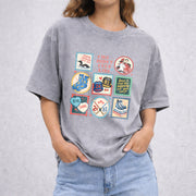 Heated Rivalry Connor & Ilya vintage washed oversized T-shirt in Gray
