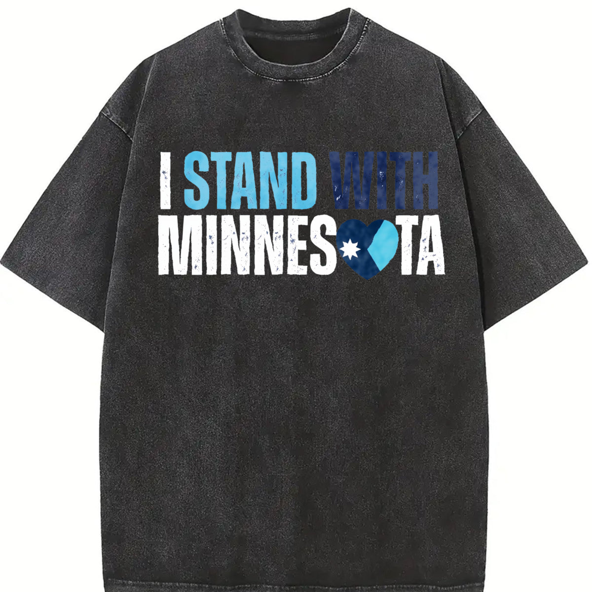 I Stand with Minnesota Vintage Washed T-Shirt in Black