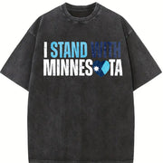 I Stand with Minnesota Vintage Washed T-Shirt in Black