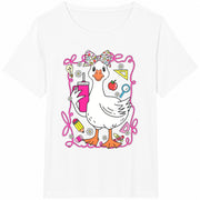 Teacher Goose Cute Back to School Cotton T-Shirt in White