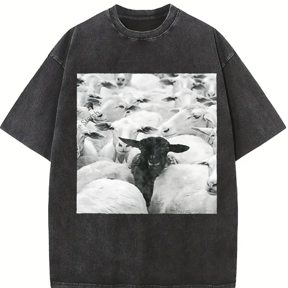 Thick Retro Vintage Washed T-Shirt in Black
