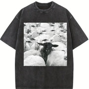 Thick Retro Vintage Washed T-Shirt in Black
