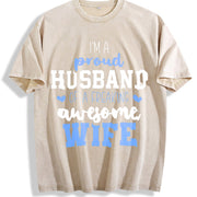 Proud Husband of a Freaking Awesome Wife Vintage Washed T-Shirt in Beige