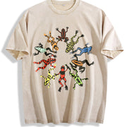ZestLoop Dancing Frog Feast Vintage Washed T-Shirt in Beige