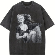 Marilyn Monroe and 2Pac vintage washed oversized T-shirt in Black