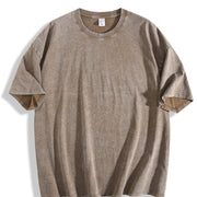 Minimal Line Art Vintage Washed T-Shirt in Brown