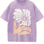 Boho Floral vintage washed oversized T-shirt in Purple