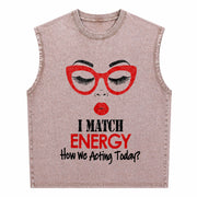 I Match Energy Vintage Washed Tank Top in Brown