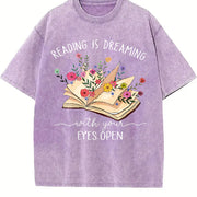 Reading Is a Dream Vintage Washed T-Shirt in Purple