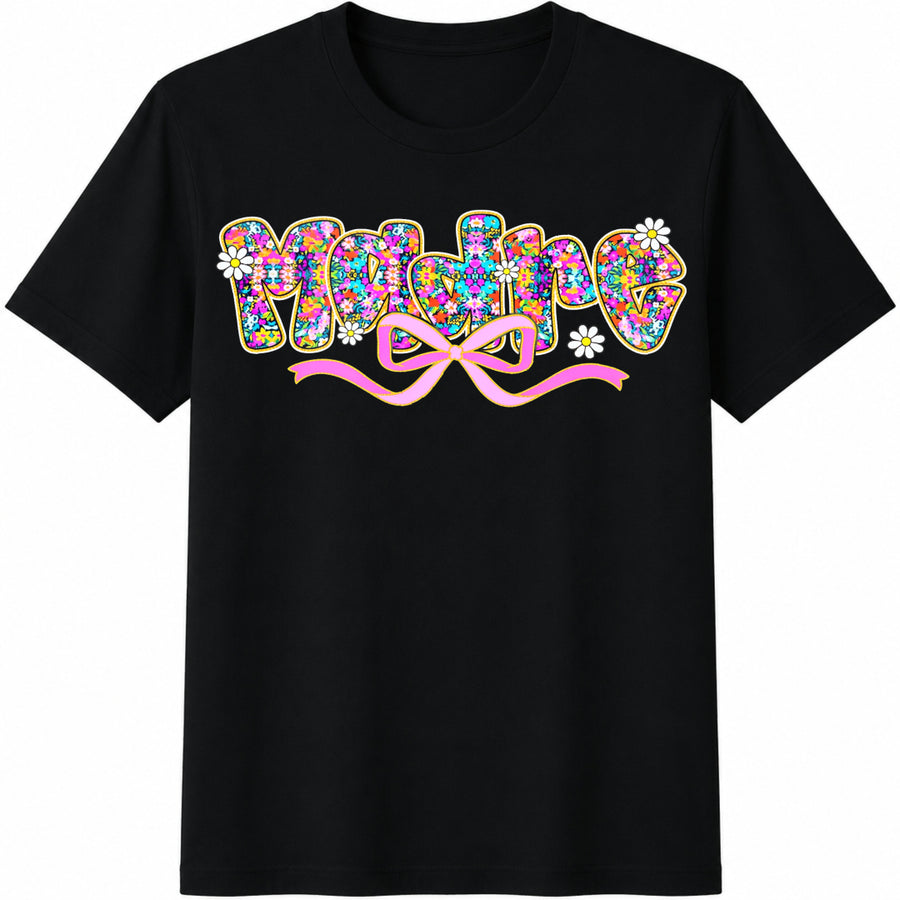 Madre Floral Spanish Mom Cotton T-Shirt in Black