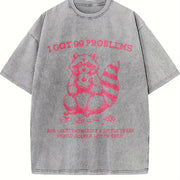 Retro I Got 99 Problems Raccoon 90's Vintage Washed T-Shirt in Gray