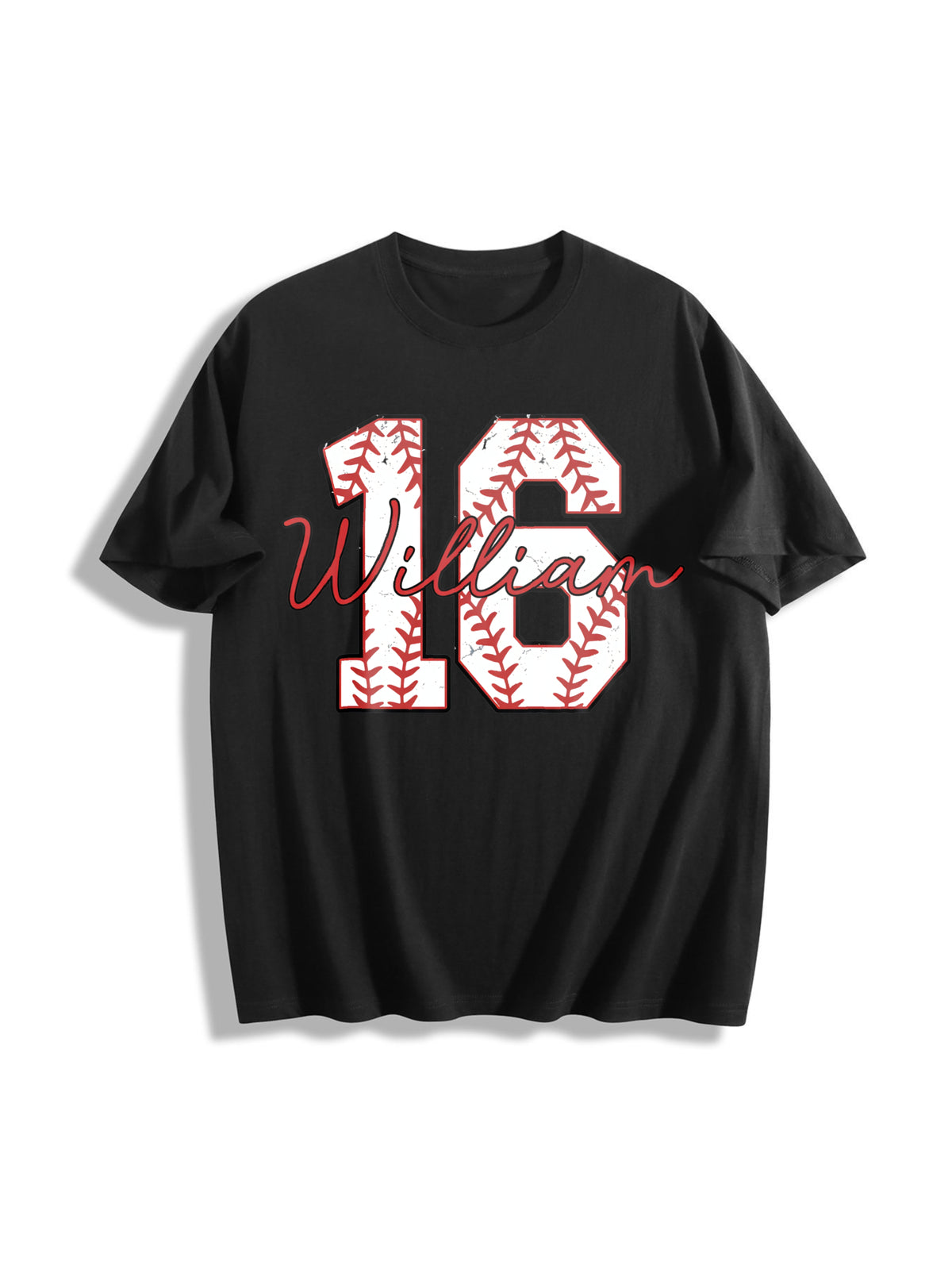 Custom Baseball Number Cotton T-Shirt in Black