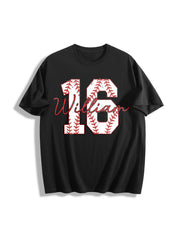 Custom Baseball Number Cotton T-Shirt in Black