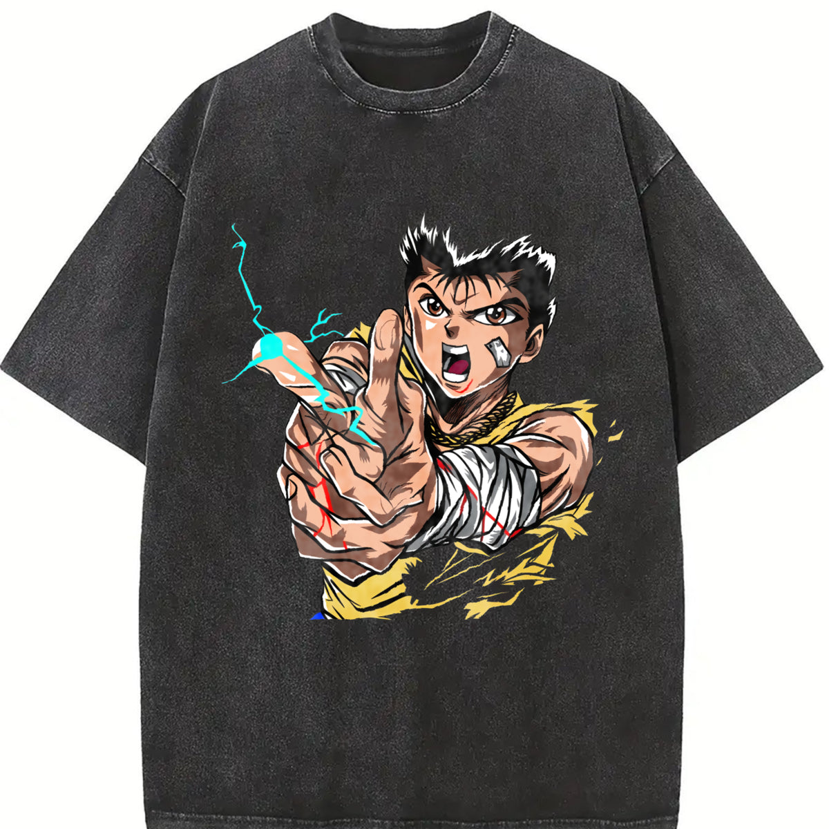 Yusuke Urameshi - Yu Hakusho Anime Manga vintage washed oversized T-shirt in Black