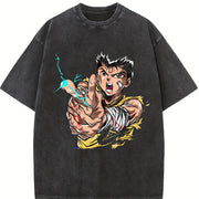 Yusuke Urameshi - Yu Hakusho Anime Manga vintage washed oversized T-shirt in Black