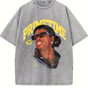 Deion Prime We Coming Coach vintage washed oversized T-shirt in Gray
