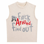 FK Around AND FIND OUT Vintage Washed Tank Top in Beige