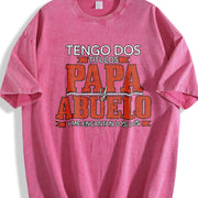 Tengo Dos Titulos Papa Abuelo Spanish Father's Day Vintage Washed T-Shirt in Red