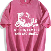 Cat Mom Mother I Am but Skin and Bones Vintage Washed T-Shirt in Red