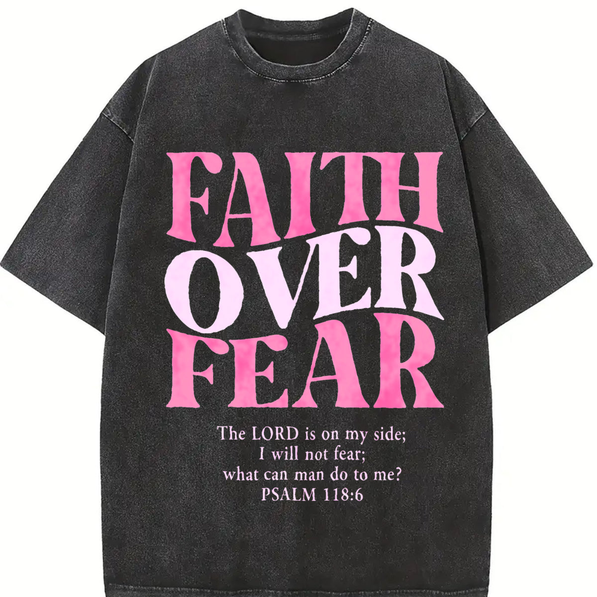 Faith Over Fear Urban for Lovers Vintage Washed T-Shirt in Black