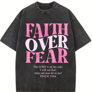 Faith Over Fear Urban for Lovers Vintage Washed T-Shirt in Black