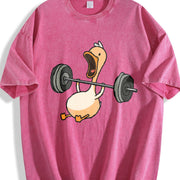 Lifting Duck Gym Vintage Washed T-Shirt in Red