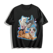 Y2K Silly Cat Trashy Y2K Kitten Cotton T-Shirt in Black
