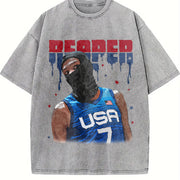 Kevin Durant Slim Reaper KD USA Ski Mask Revenge Team vintage washed oversized T-shirt in Gray