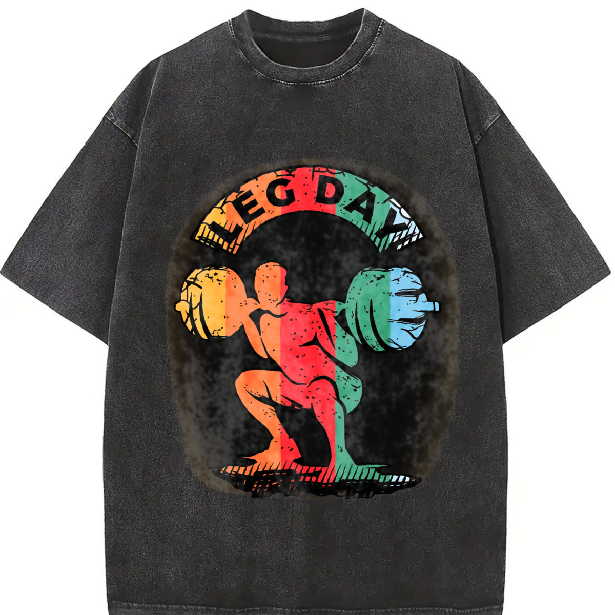 Leg Day Weightlifting Vintage Washed T-Shirt in Black