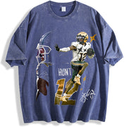 Travis Hunter Bih You Thought Custom Football vintage washed oversized T-shirt in Blue