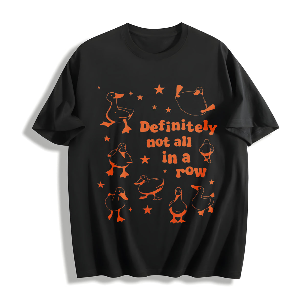 Ducks Not in a Row Cotton T-Shirt in Black