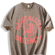 Radicalized by Basic Decency Bold Bird Vintage Washed T-Shirt in Brown
