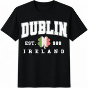 Dublin Ireland Flag Cotton T-Shirt in Black